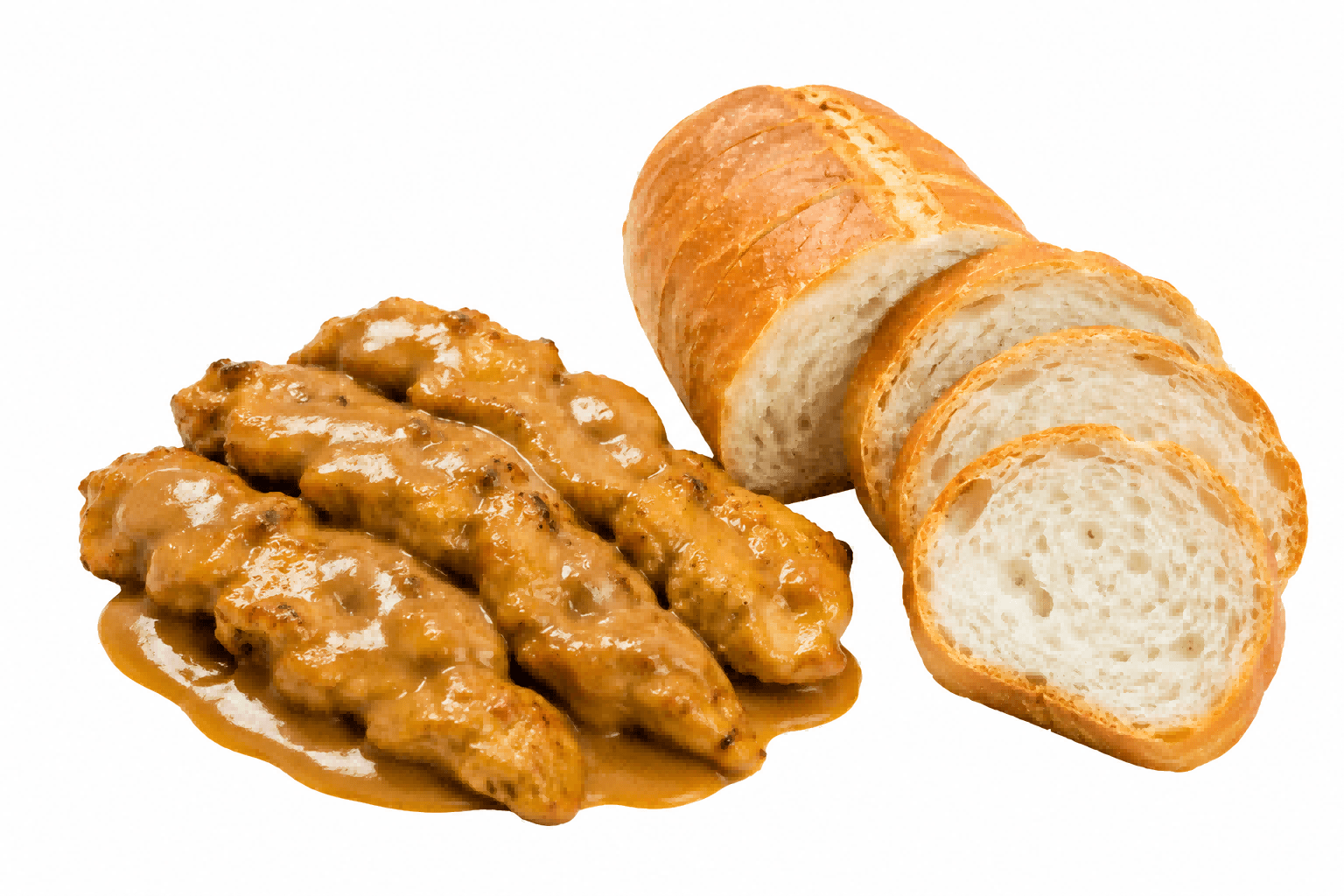 Kipsaté met gesneden stokbrood